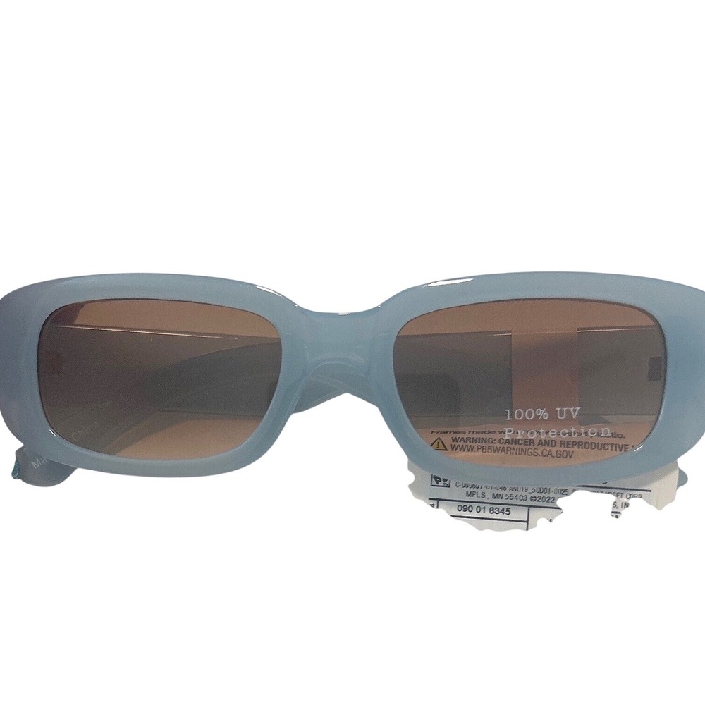New A New Day Adult Sunglasses Light Blue Rectangle‎ 100 UV Protection